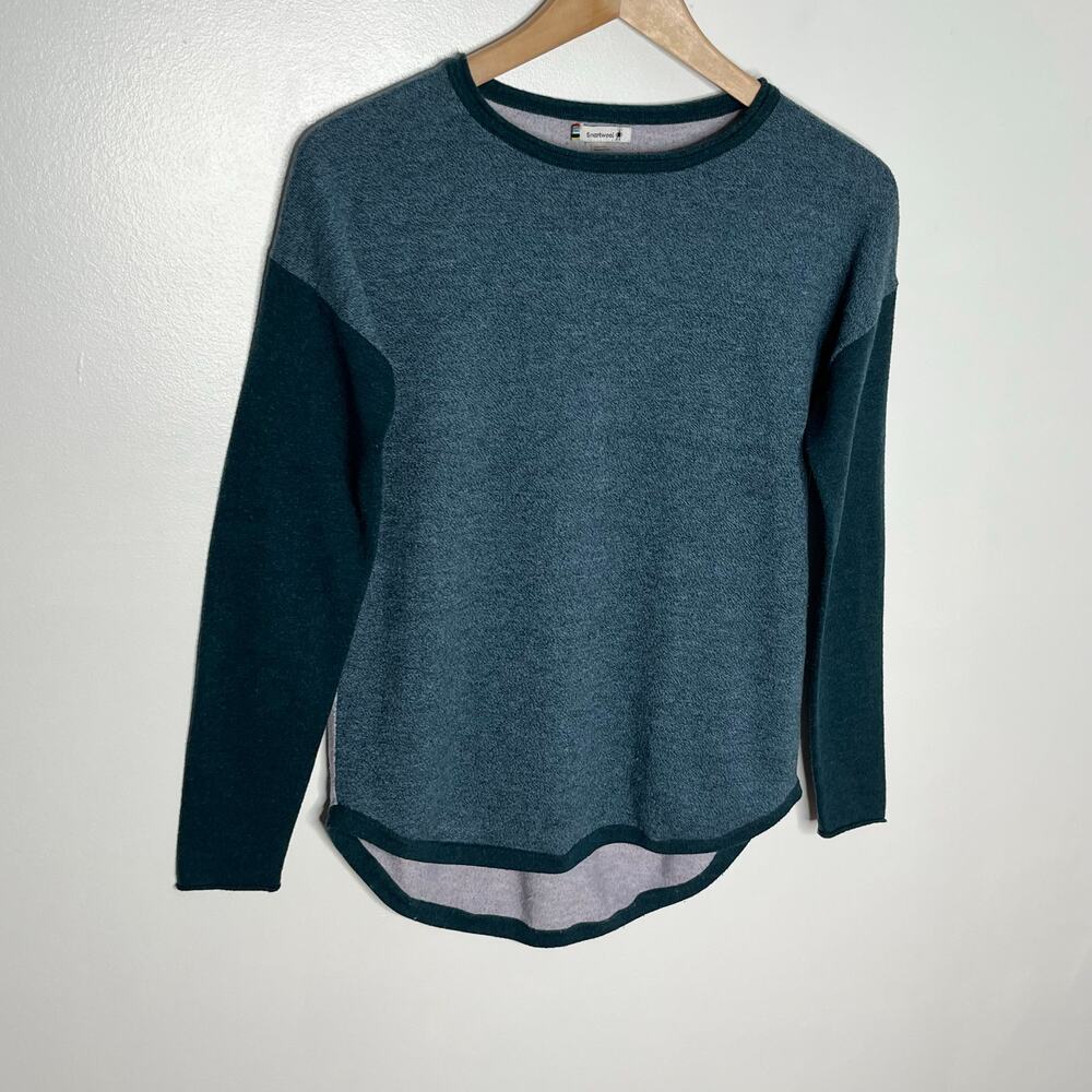 Smartwool Shadow Pine Merino Wool Colorblock Sweater Base Layer XS - Picture 3 of 11